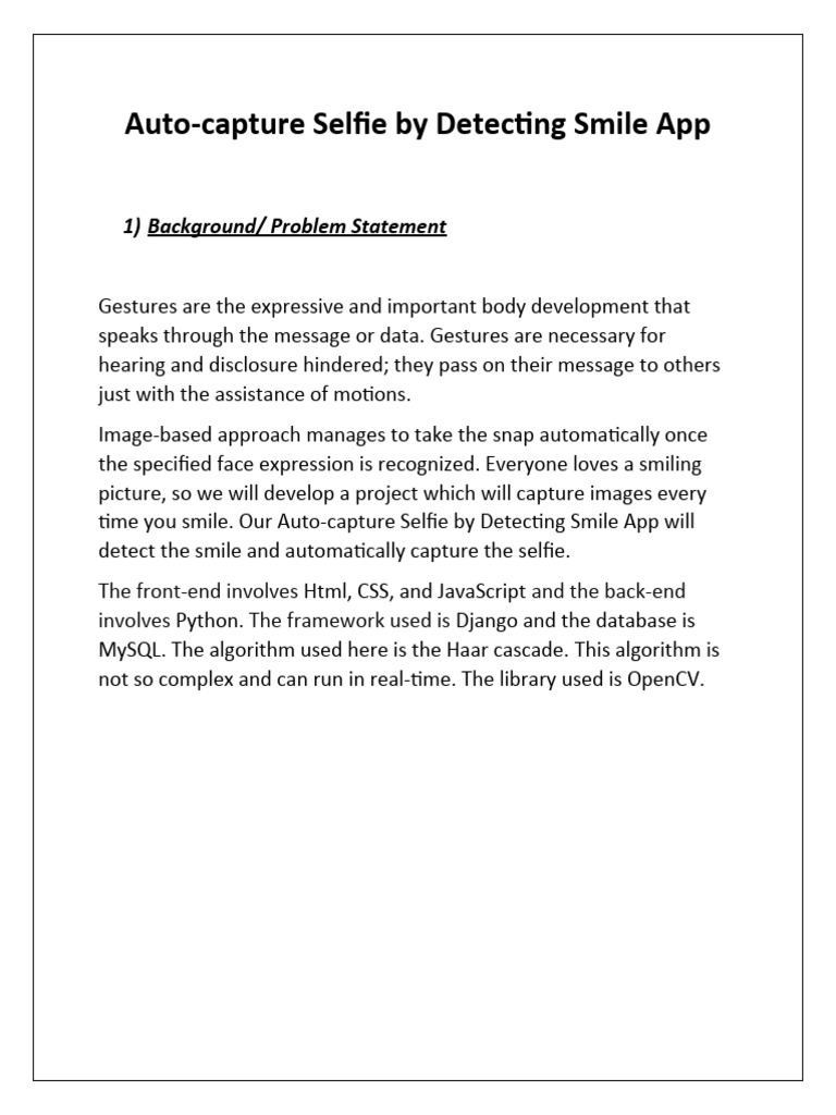 Auto-Capture Selfies with Smile Detection | PDF | Mobile App | Selfie