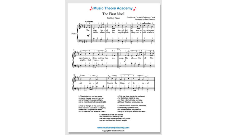 The First Noel Easy Piano Sheet Music PDF