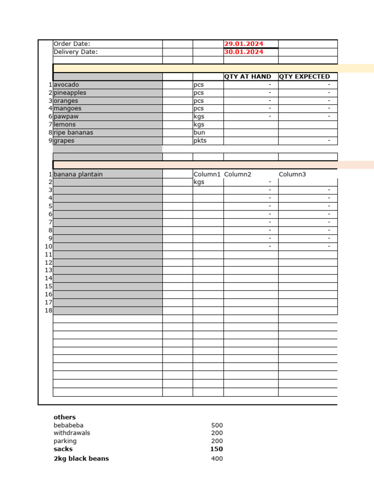 Fruit and Vegetable Order Summary | PDF | Fruit | Cuisine