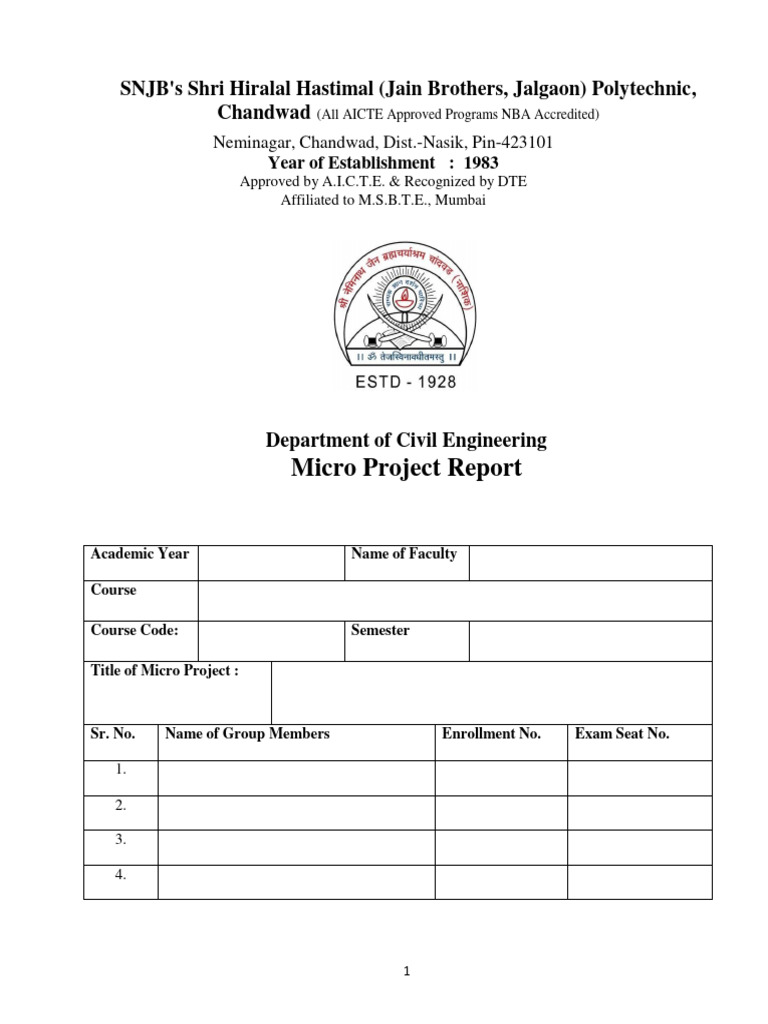 Micro Project Report Format for Students | PDF | Rubric (Academic ...