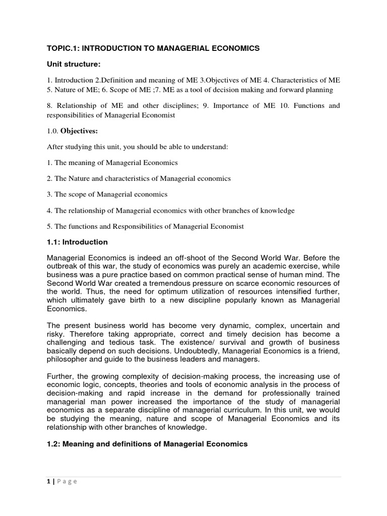 Introduction to Managerial Economics | PDF | Economics | Microeconomics