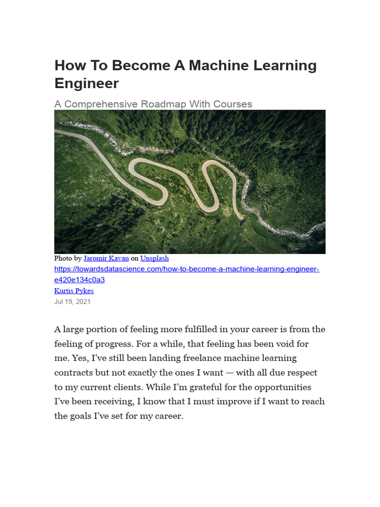 Roadmap to Becoming a Machine Learning Engineer | PDF | Computer ...