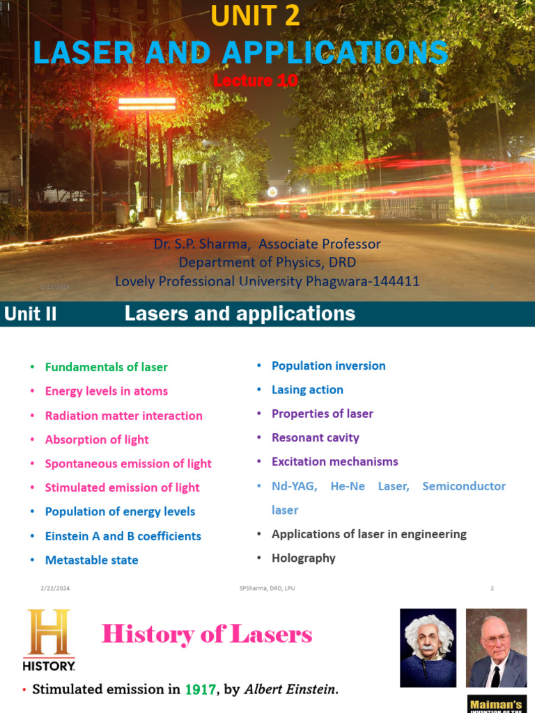 Laser Fundamentals and Applications Guide | PDF | Laser | Emission Spectrum