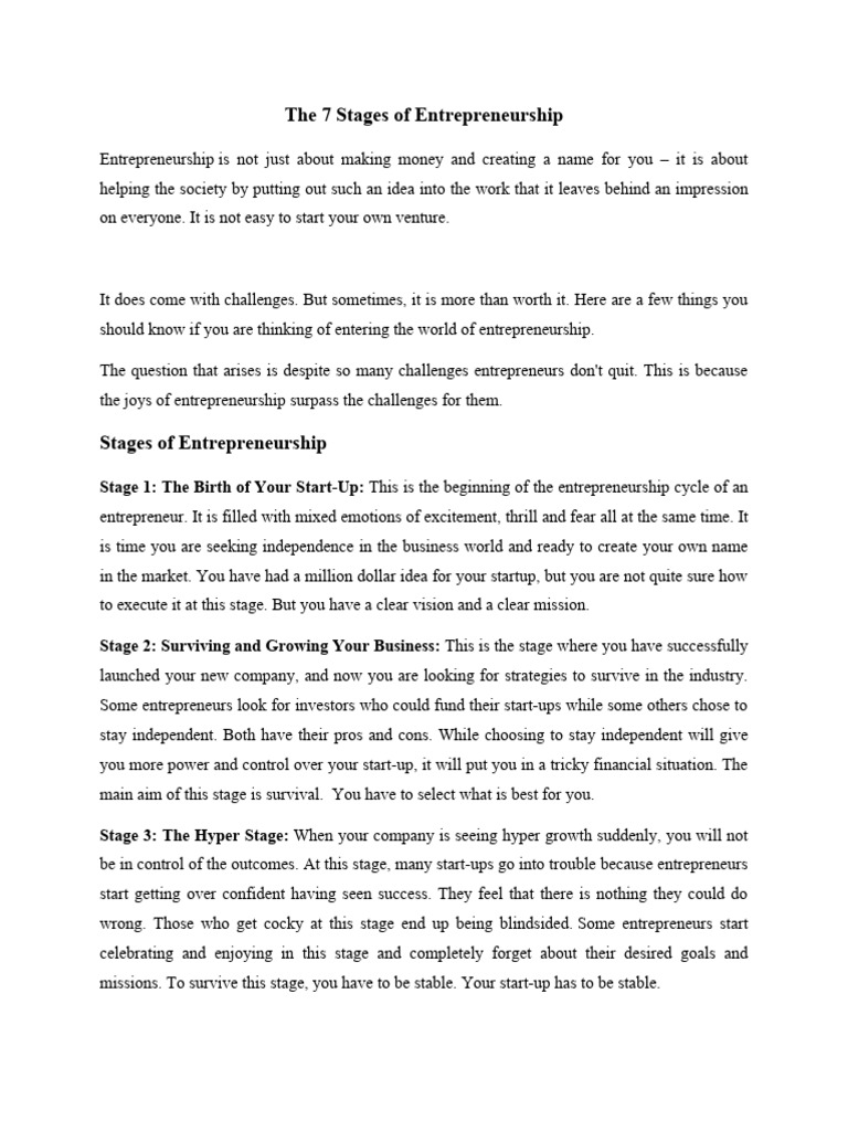 7 Stages of Entrepreneurship Explained | PDF | Entrepreneurship ...