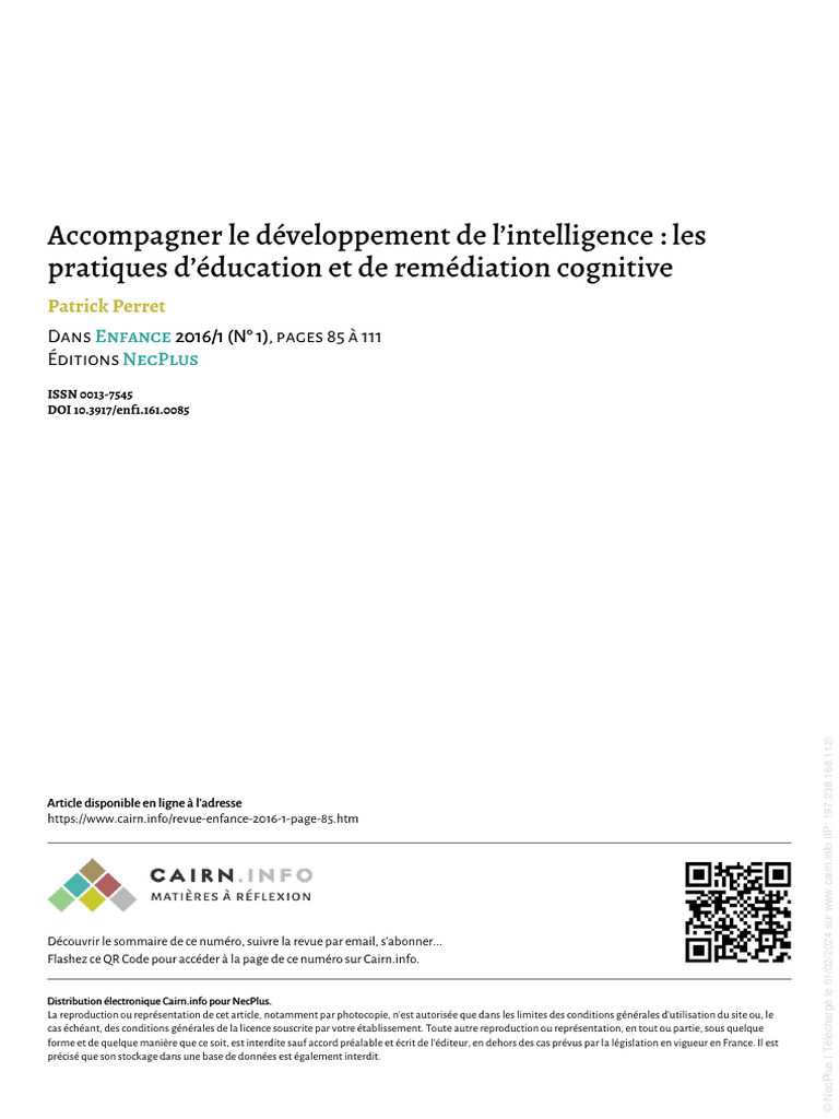 Développement de l'intelligence cognitive | PDF | Intelligence ...