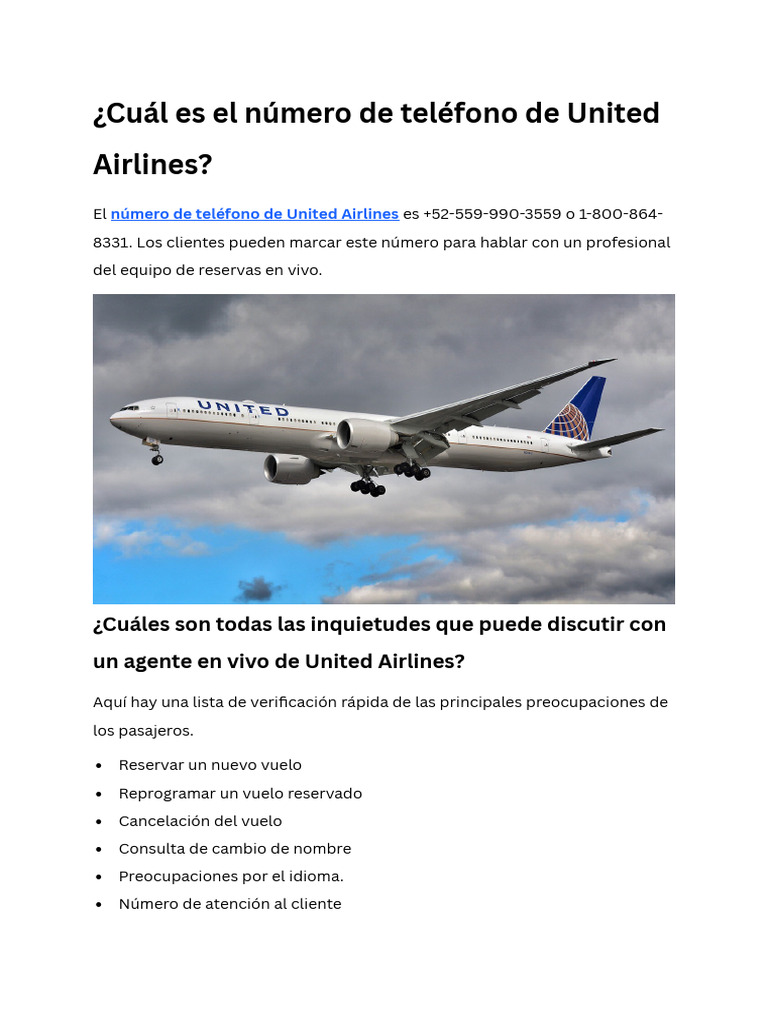 ¿Cuál Es El Número de Teléfono de United Airlines | PDF