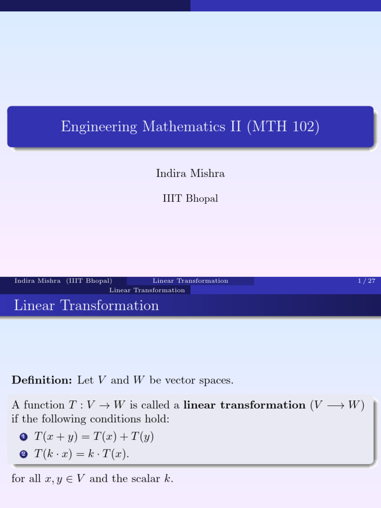 La10 LT | PDF | Linear Map | Mathematical Relations
