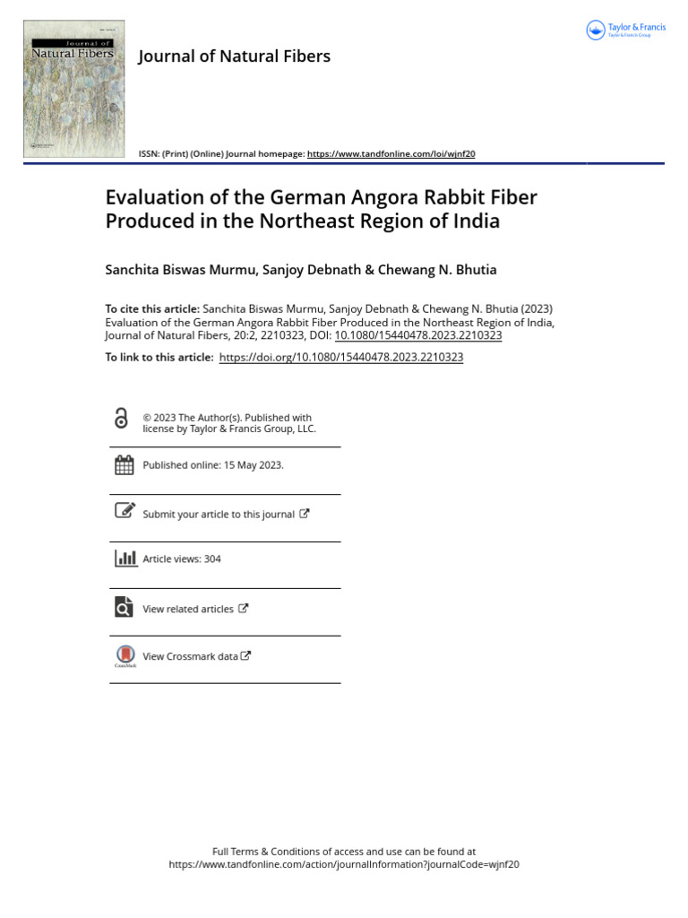 German Angora Rabbit Fiber Analysis | PDF | Yarn | Textiles