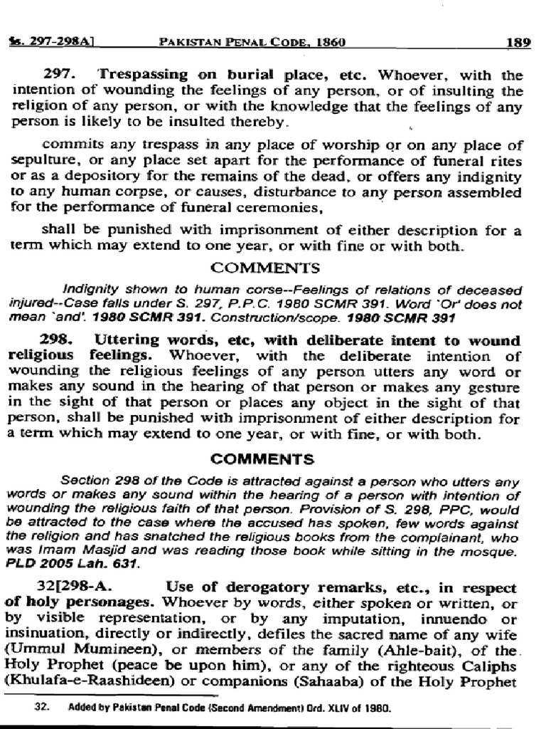 Pakistan penal code 1860 section 298 b and c pdf