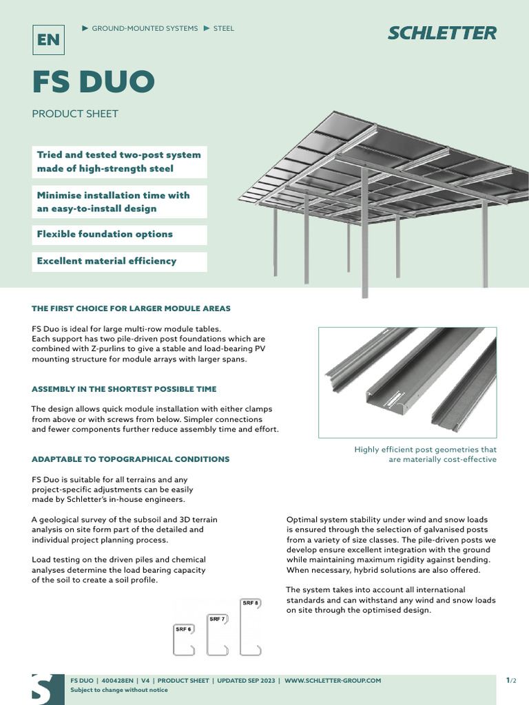 FS Duo Ground-Mounted PV System | PDF | Foundation (Engineering) | Deep ...