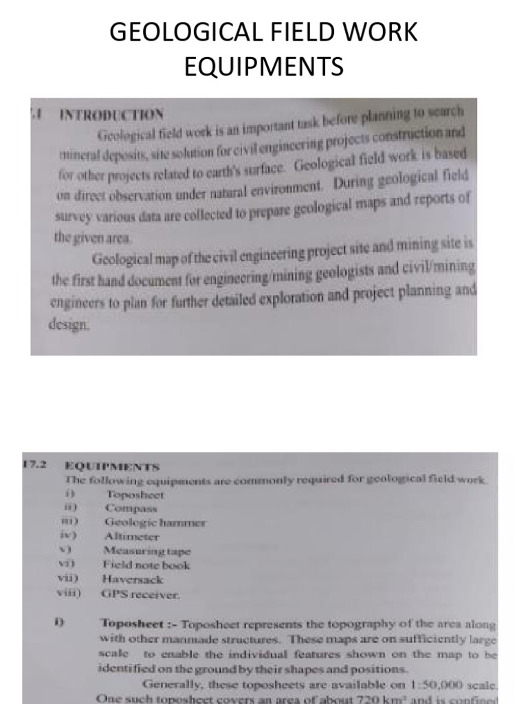 Geological Field Work Equipment Guide | PDF