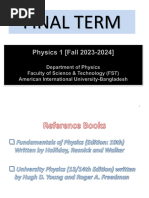 Physics - 1 - LESSON 1 (Final Term - Fall 2023-24)