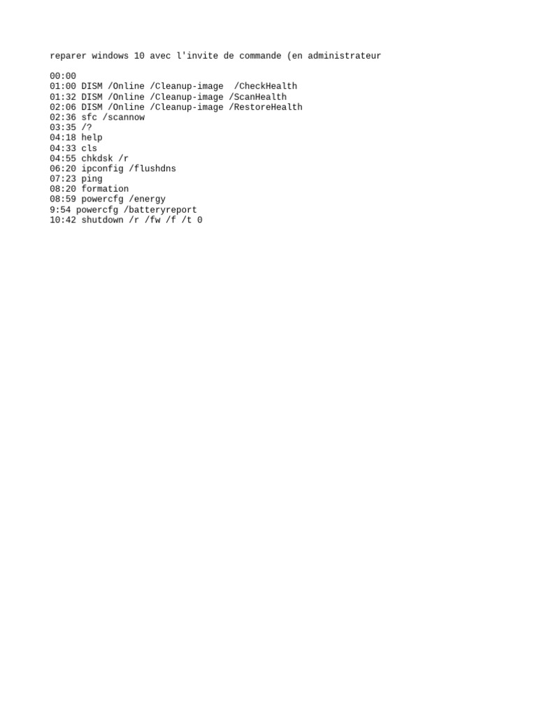 Réparation Windows 10 via CMD | PDF | Computers | Technology & Engineering