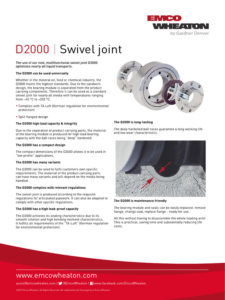 D2000 Swivel Joint for Liquid Transport | PDF | Bearing (Mechanical ...