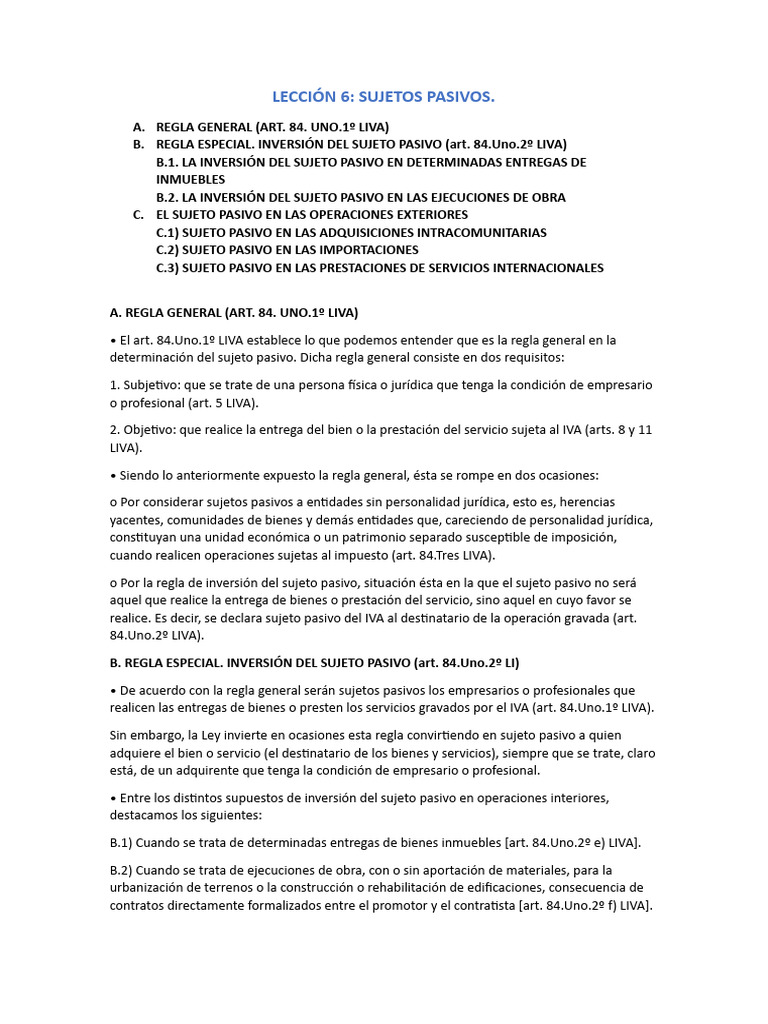 Leccion 6 Sujetos Pasivos | PDF | Impuestos | Economias