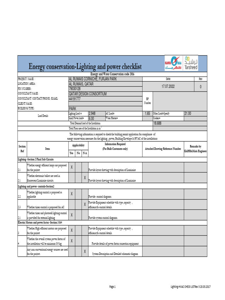 Lighting and Power Checklist | PDF | Efficient Energy Use | Air ...