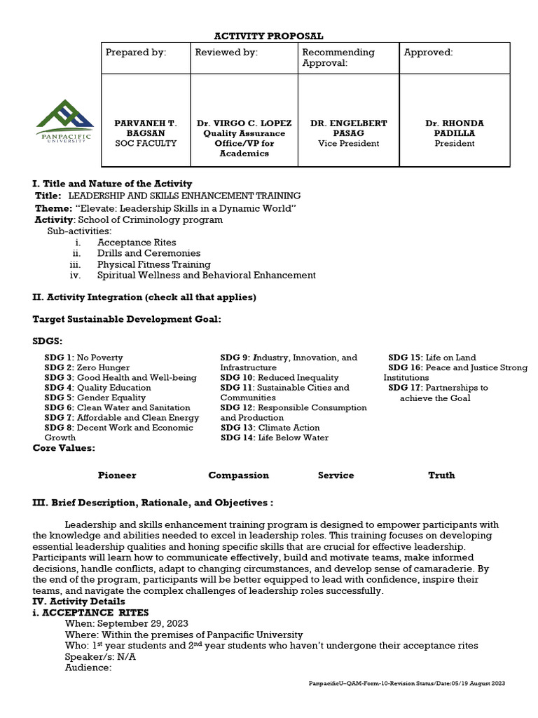 Act - Proposal | PDF | Leadership | Sustainable Development