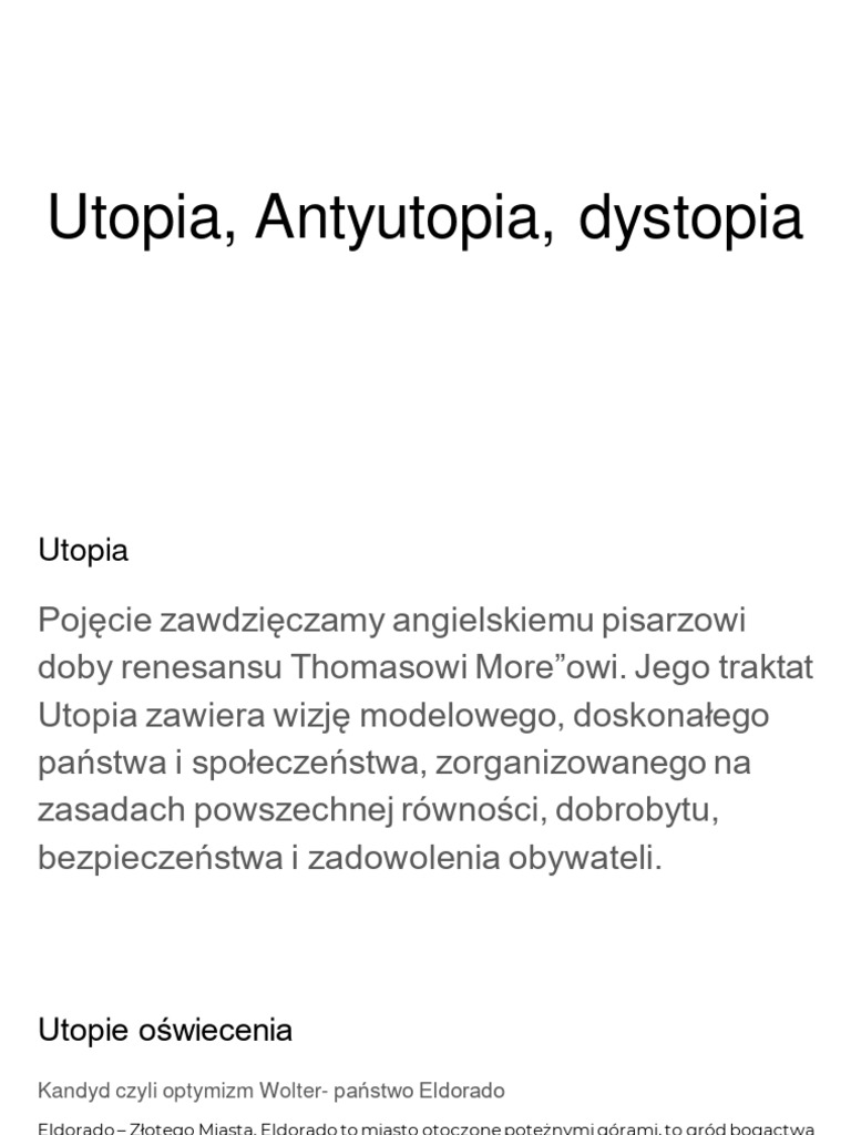 Utopia, Antyutopia | PDF