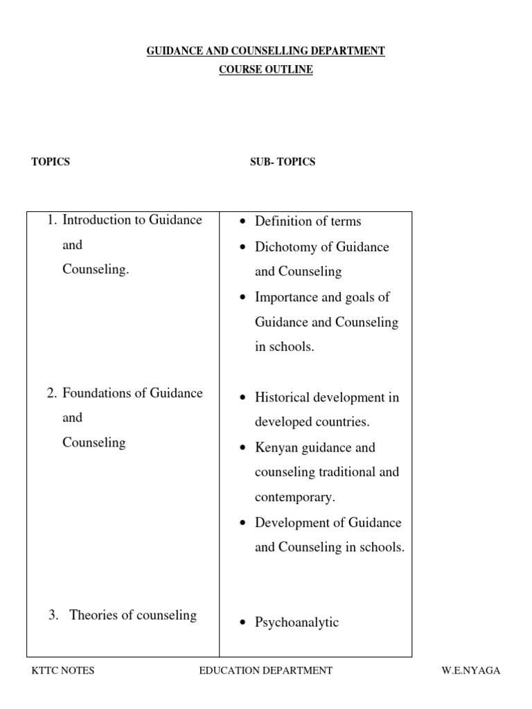 Guidance and Counseling Course Overview | PDF | Id | Psychotherapy