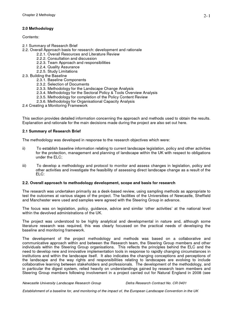 Methodology for Landscape Impact Monitoring | PDF | Policy | Methodology