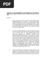 Extracts of The Proceedings of The Meeting of The Board of Directors of Enmas Engenius Projects Limited Held On 18 April, 2007