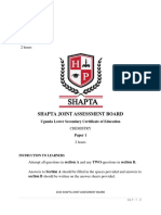 Shapta Joint Assessment Board Chemistry Paper 1