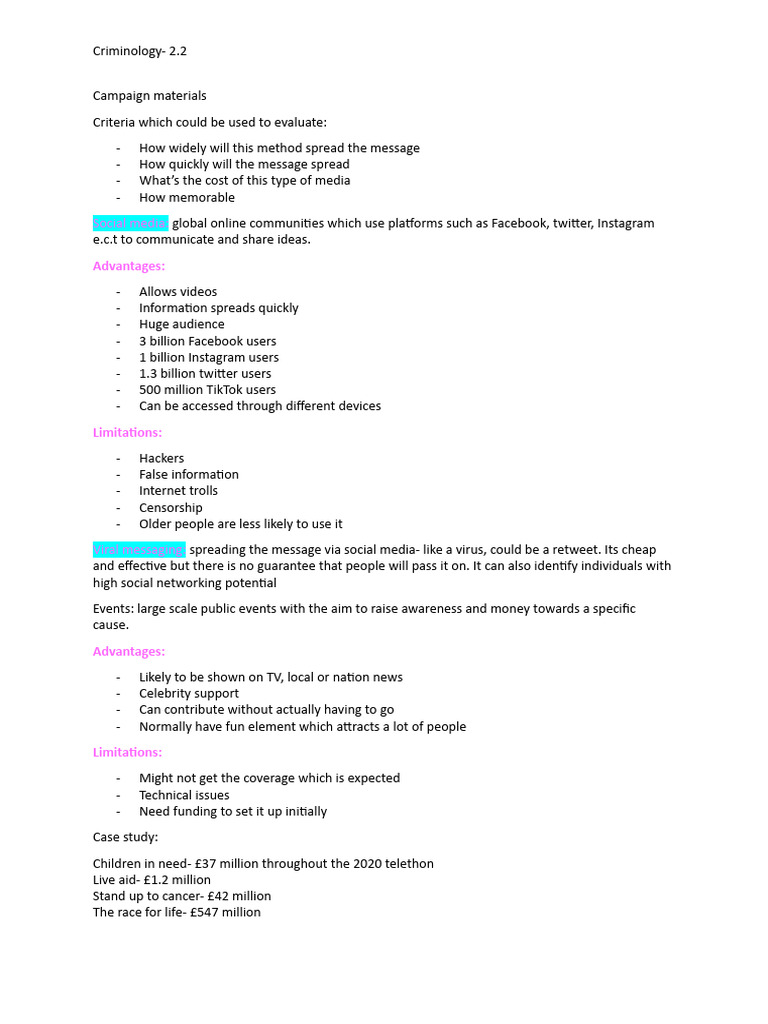 Evaluating Social Media Campaigns in Criminology | PDF | Business ...