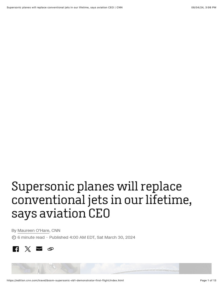 Supersonic Travel's Future: XB-1 Flight | PDF | Airplane | Supersonic Speed