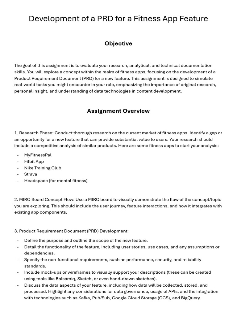 Development of A PRD For A Fitness App Feature | PDF | Data | Creativity