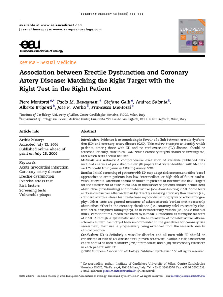Association Between Erectile Dysfunction and Coronary Artery Disease ...
