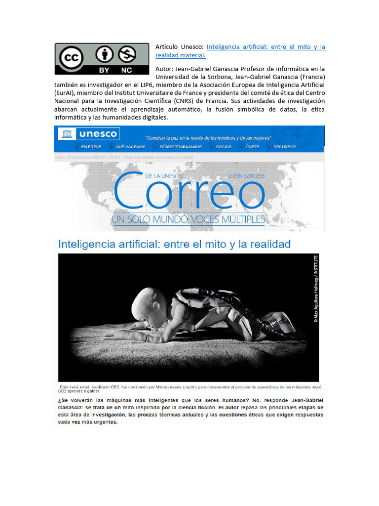 Unesco Inteligencia Artificial Entre El Mito y La Realidad | PDF