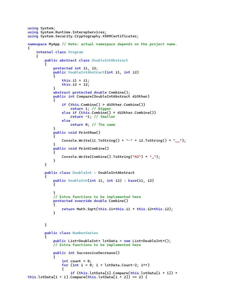 Note: Actual Namespace Depends On The Project Name.: Program ...