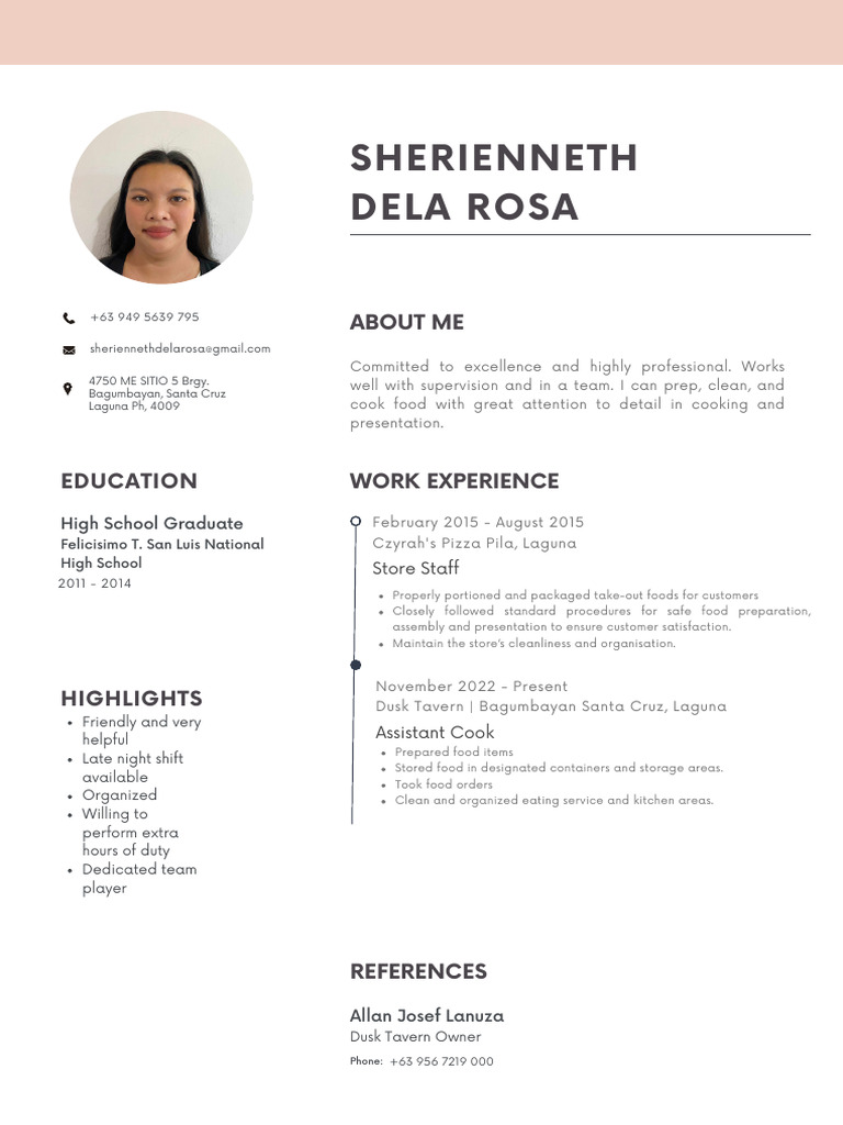 Resume of Sherienneth De La Rosa | PDF