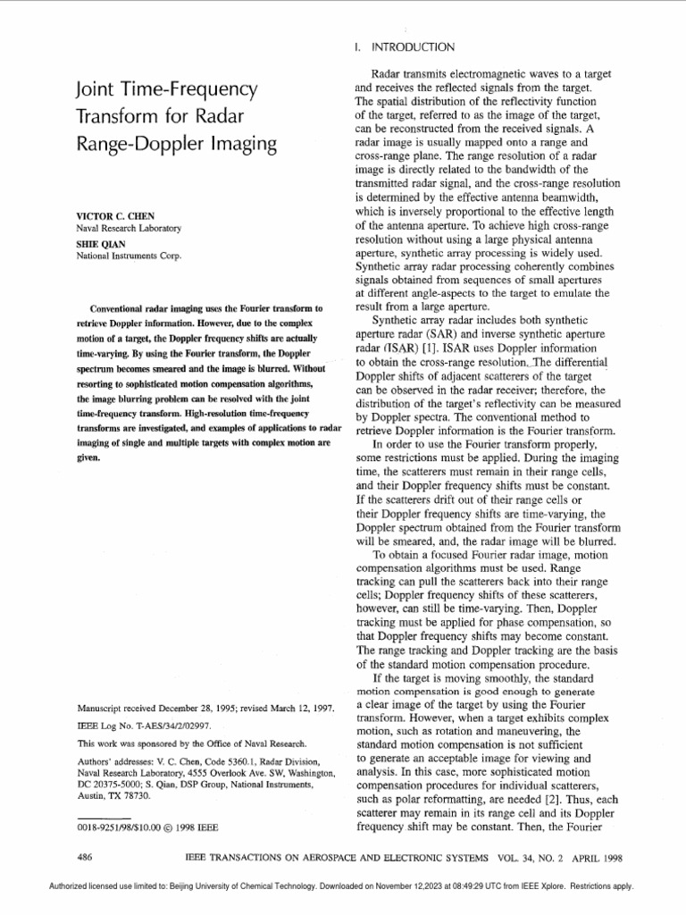Chen - Qian - 1998 - Joint Time-Frequency Transform For Radar Range ...