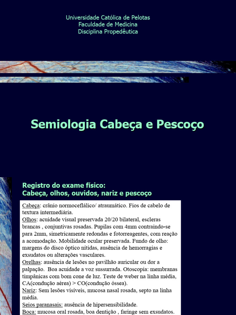 Semiologia CabeÃ A e PescoÃ o | PDF | Olho | Sistema visual