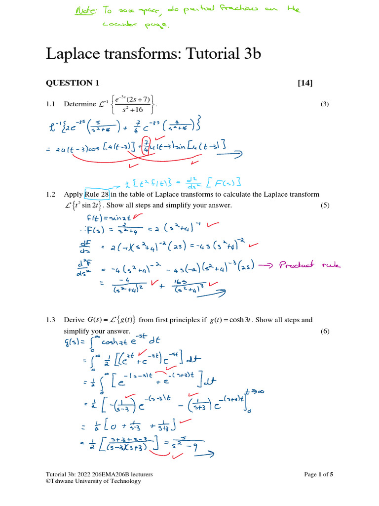 Laplace Transforms Tutorial Guide | PDF