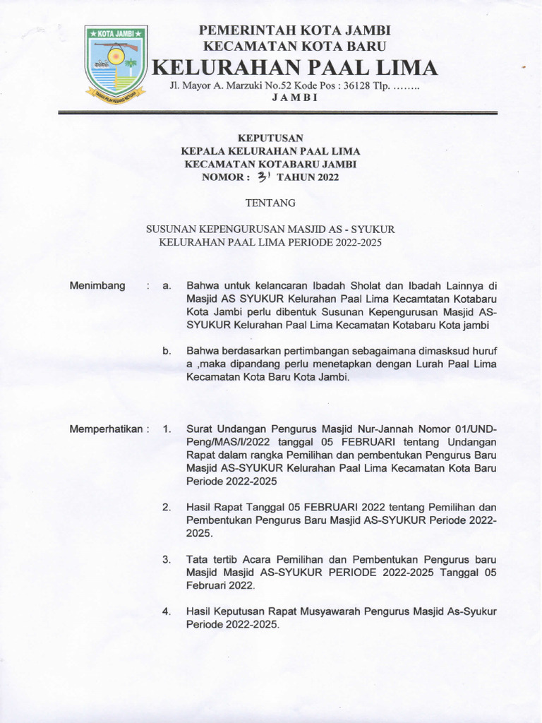 Sk Pengurus Masjid As Syukur Pdf