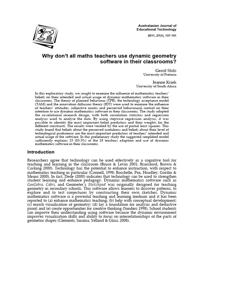 Why Don't All Maths Teachers Use Dynamic Geometry | PDF | Coefficient ...
