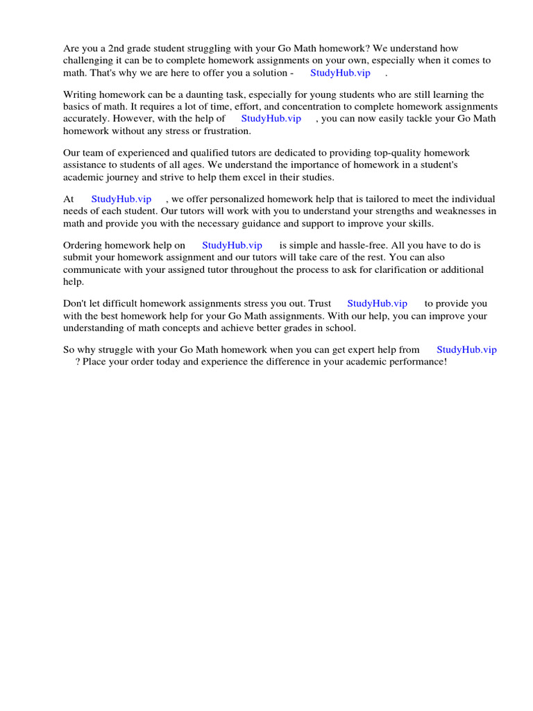 Go Math Homework 2nd Grade | PDF | Homework | Worksheet