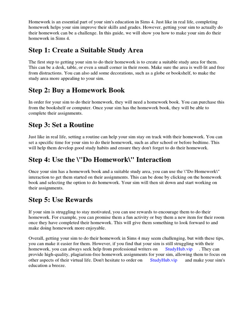 How To Make My Sim Do Homework Sims 4 | PDF | Homework
