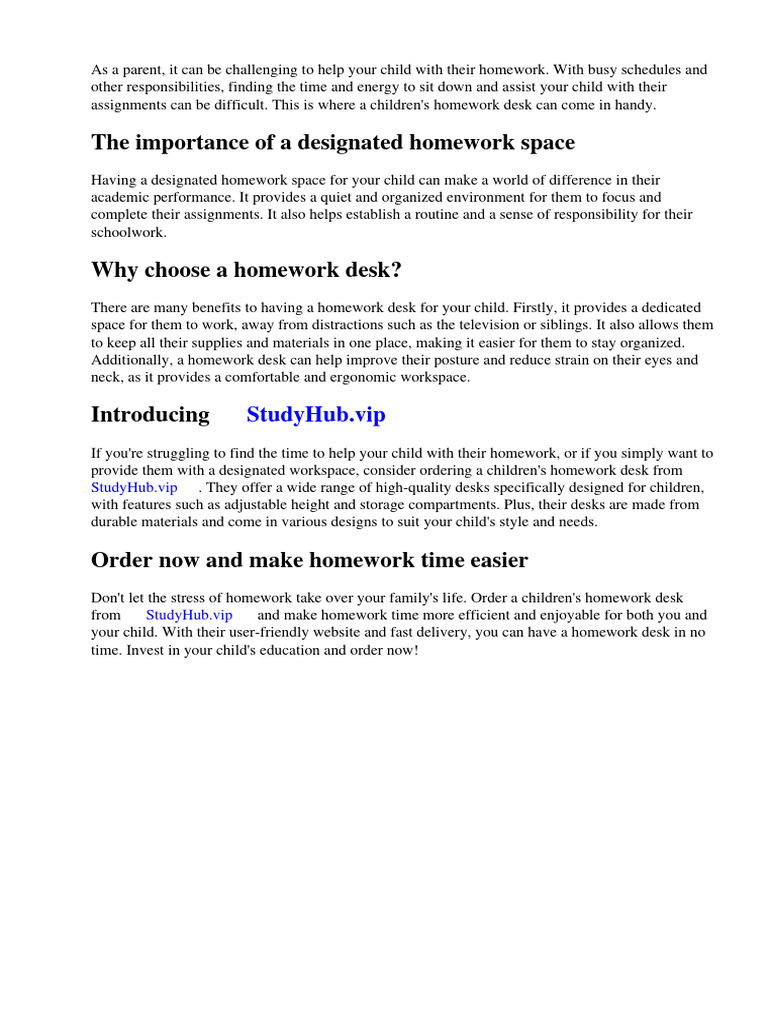 Children's Homework Desk Benefits | PDF | Desk | Homework