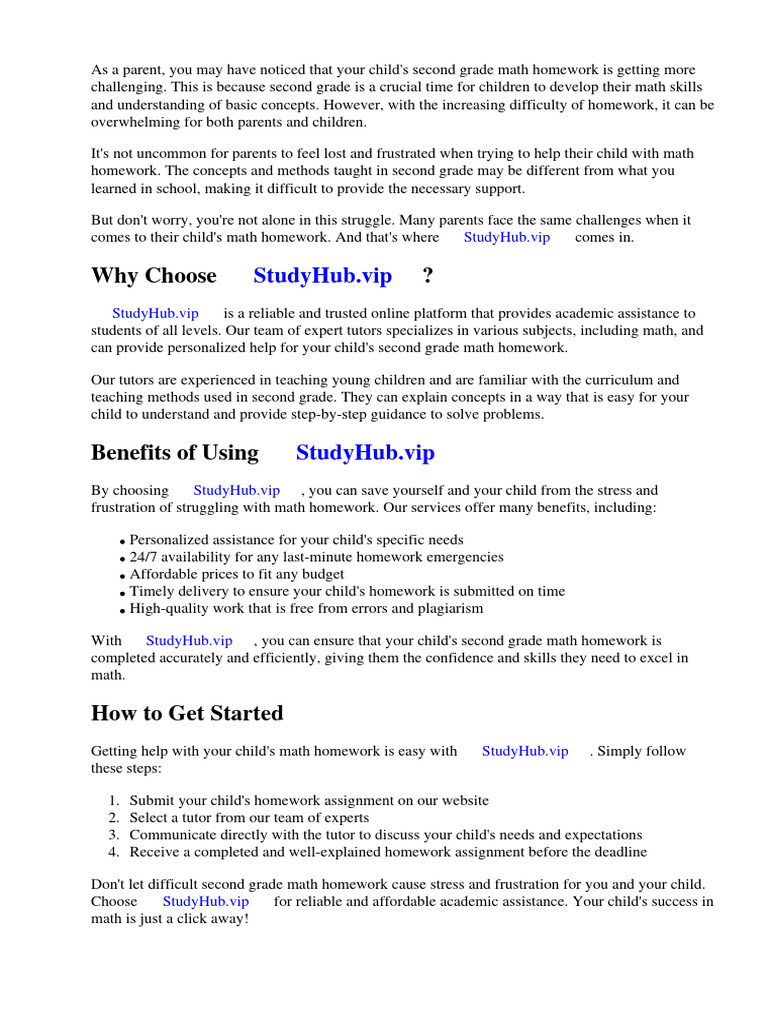 Math Homework For Second Graders | PDF | Worksheet | Homework