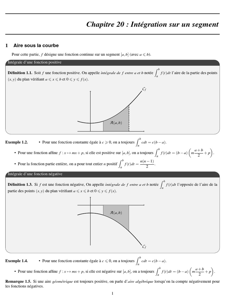 Intégration sur un segment : Fonctions et Propriétés | PDF | Intégral ...