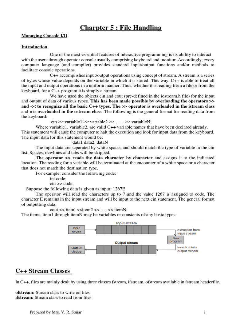 OOP (22316) Chapter 5 Notes | PDF | C++ | Input/Output