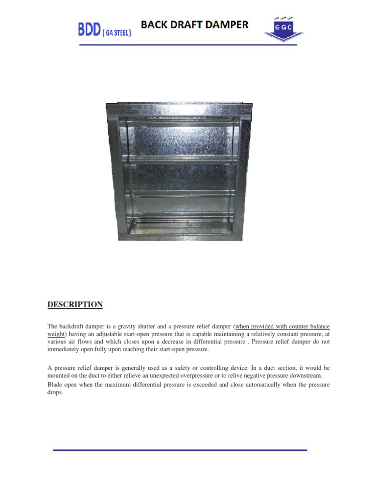 B.11.Back Draft Damper GI | PDF | Duct (Flow) | Pressure