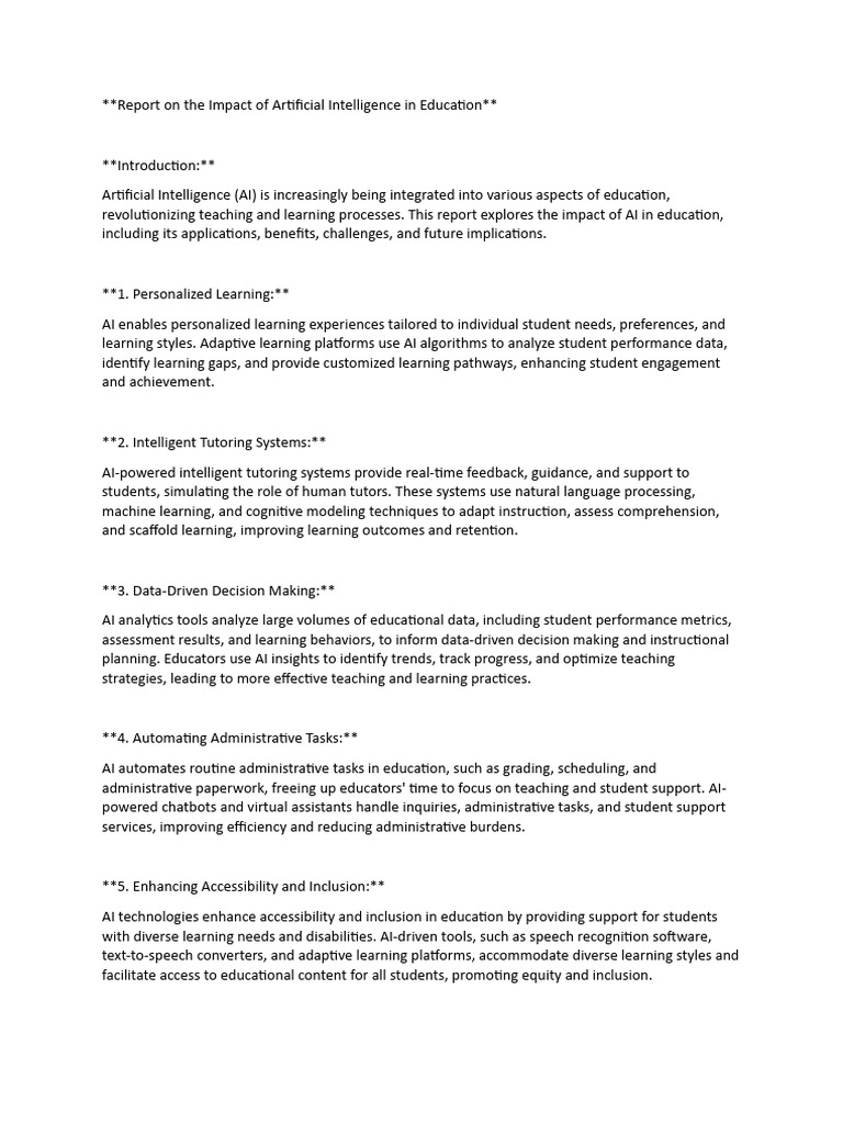 AI's Transformative Role in Education | PDF | Artificial Intelligence ...