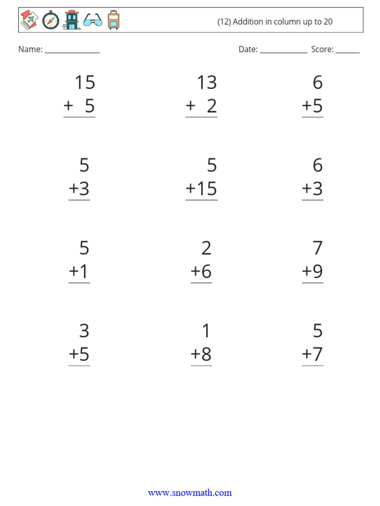 Addition in Column Up To 20 4 | PDF