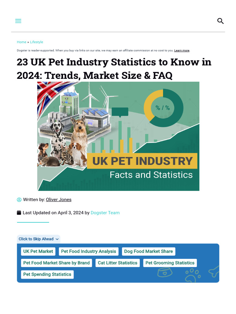 [Dogster] 23 UK Pet Industry Statistics to Know in 2024 Trends Market Size & FAQ PDF Pet Dogs