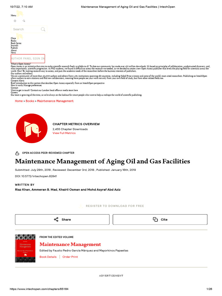 Maintenance Of Aging Oil & Gas Facilities PDF Risk Assessment 