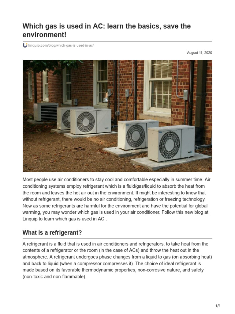 Which Gas Is Used in AC Learn The Basics Save The Environment PDF